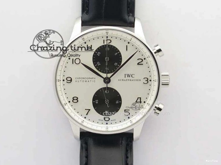 MIROTIME 0427 Sustainable Portuguese IW5444 SS White Dial RG Numbers On Brown Leather Strap A 7256